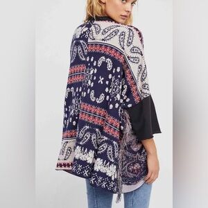 Free People NWOT Pieced Paisley Fringe Tunic XS/S OVERSIZED